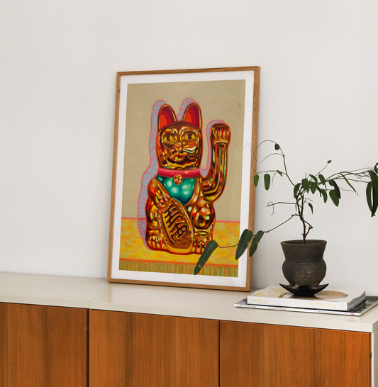 Beckoning Cat Art Print