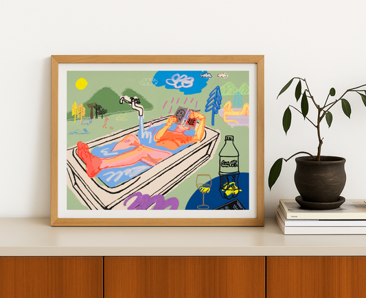 A Joyful Bath Art Print