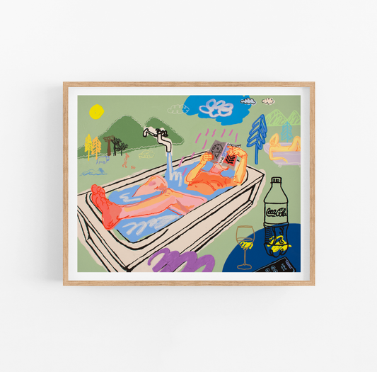 A Joyful Bath Art Print