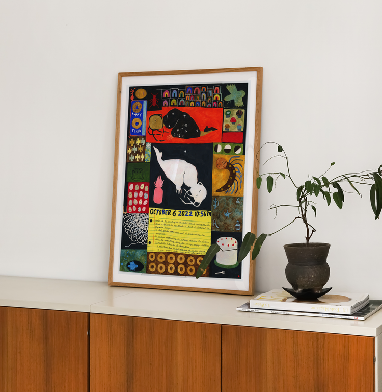 Pink Pineapple Black Seeds Art Print