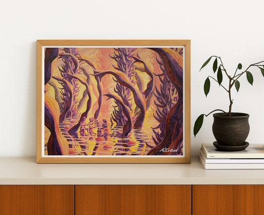 Teaching Guitar to a Couple of Inquisitive Neighbours Art Print