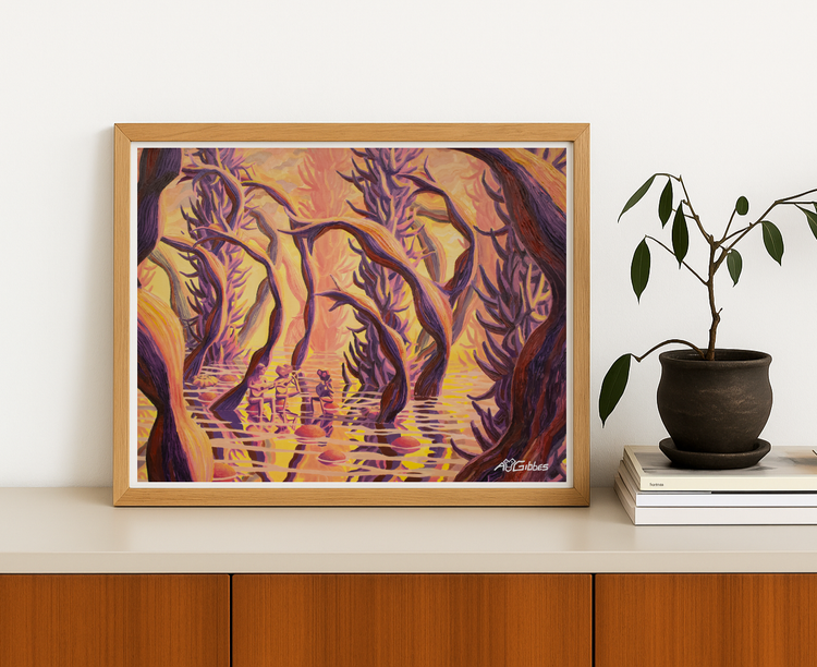 Teaching Guitar to a Couple of Inquisitive Neighbours Art Print