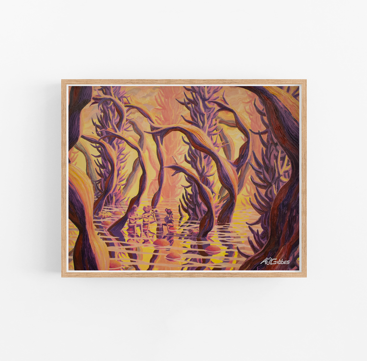 Teaching Guitar to a Couple of Inquisitive Neighbours Art Print