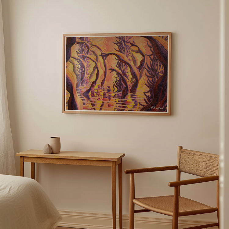 Teaching Guitar to a Couple of Inquisitive Neighbours Art Print