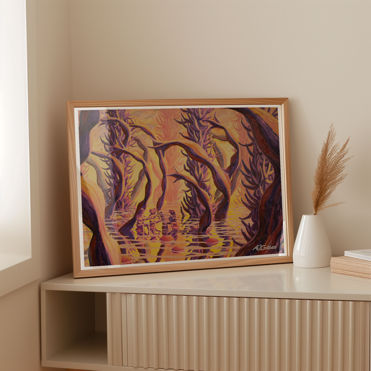 Teaching Guitar to a Couple of Inquisitive Neighbours Art Print