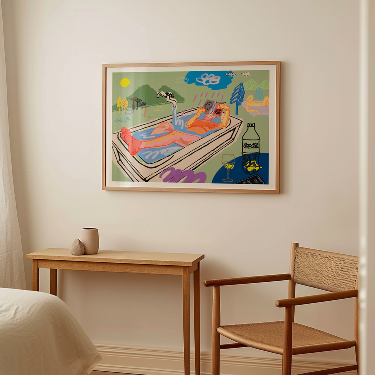 A Joyful Bath Art Print