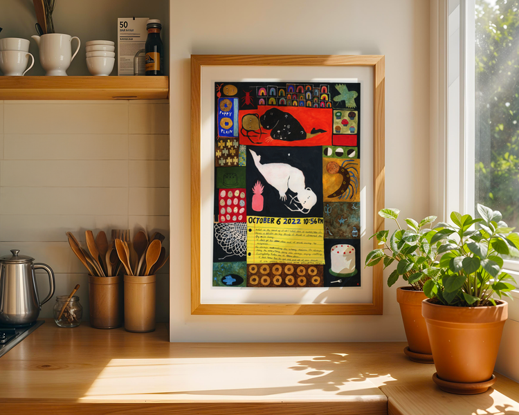 Pink Pineapple Black Seeds Art Print