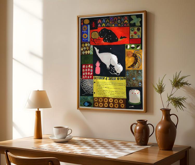 Pink Pineapple Black Seeds Art Print