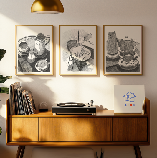 3 Print Wall Art Set - Cafe Moments by Anastasia Grigoryeva