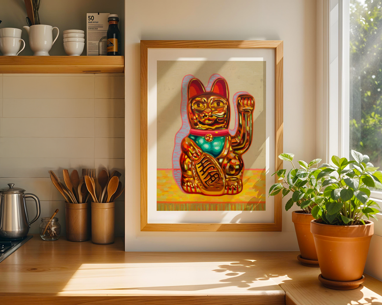 Beckoning Cat Art Print
